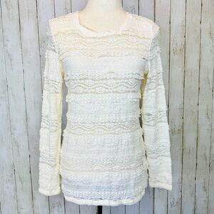 H&M | Cream Lace Long Sleeve Top
